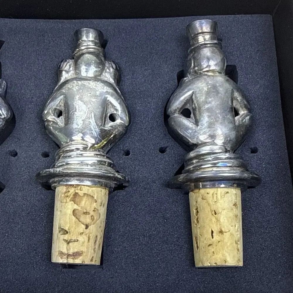 Wine Cork Bottle Stoppers Monkey No Evil Set Of 3 Niemann Marcus Vintage Piece